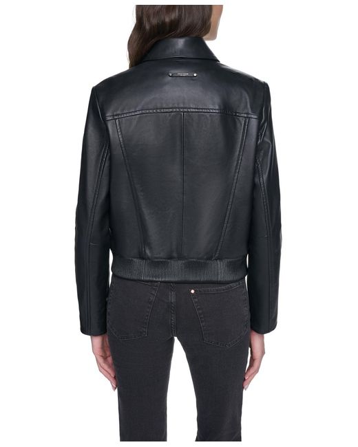 Cole Haan Black Smooth Lamb Bomber Jacket