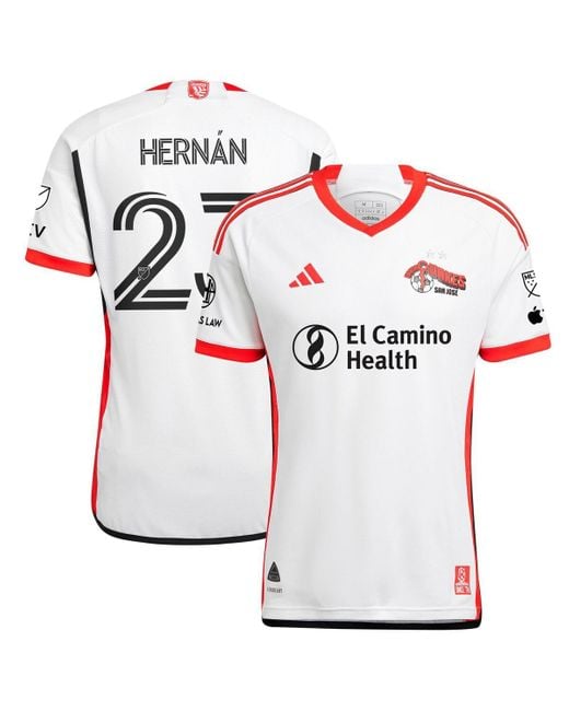 Adidas White Hernan Lopez San Jose Earthquakes 2025 The 50 Kit Authentic Player Jersey for men
