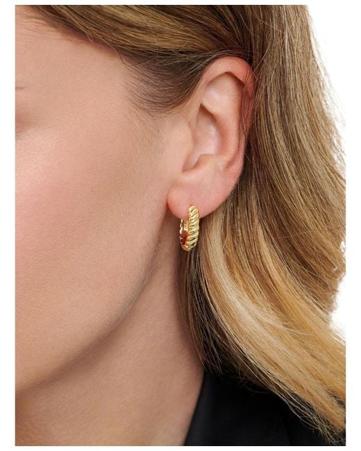 DEVATA Metallic Rope Hoop Earrings