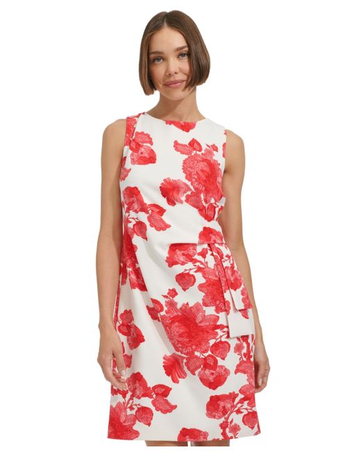 Tommy Hilfiger Red Sleeveless Floral Sheath Dress