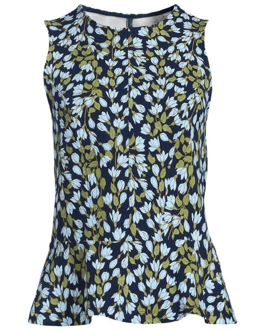 Lands' End Blue Plus Size Sleeveless Starfish Peplum Top