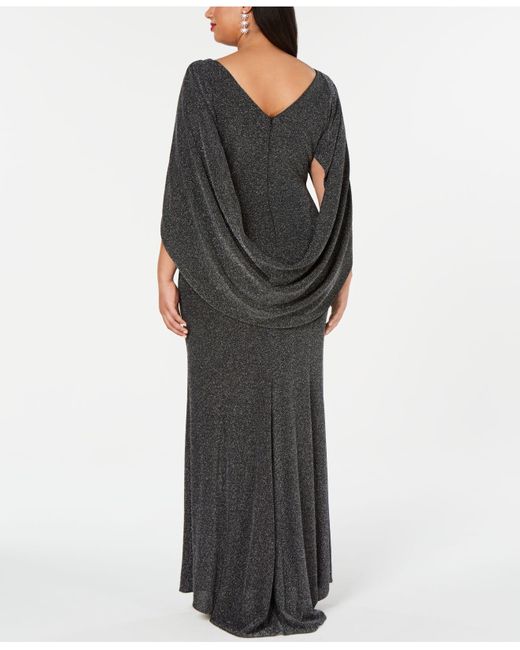 betsy and adam plus size capelet gown