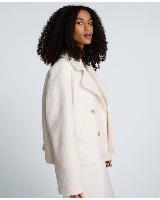 Kenneth Cole White Cropped Double-breasted Peacoat Jacket