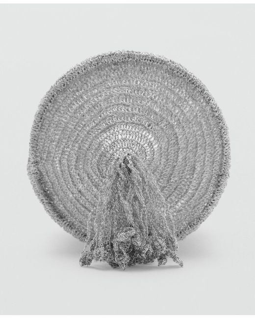 Mango White Lurex Sack-style Bag