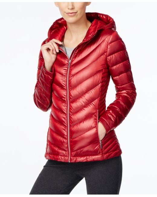 Calvin Klein Red Packable Down Puffer Coat