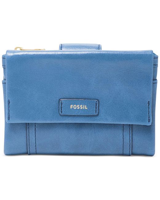 fossil ellis multifunction leather wallet in blue lyst fossil ellis multifunction leather wallet in blue lyst