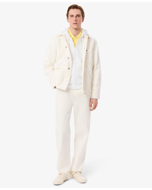 Lacoste White Zip-up Fleece Hoodie for men