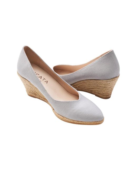 VISCATA White Roses Canvas V Cut Espadrille Wedges