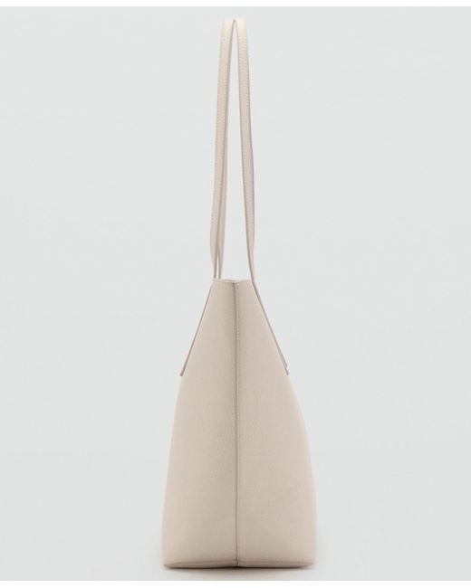 Mango White Double Handle Shopper Bag