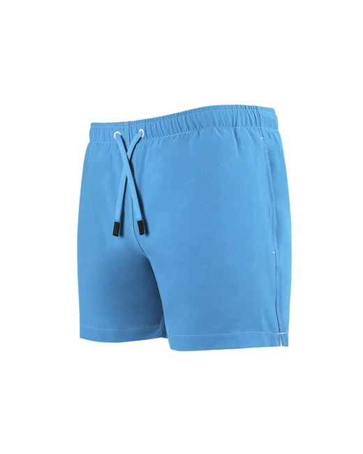 NoNetz Blue Retro 5" Inseam Slim Fit No Rash Swim Trunks for men