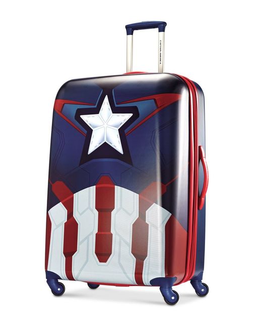 Samsonite Blue Marvel Captain America 28" Hardside Spinner Suitcase By American Tourister for men
