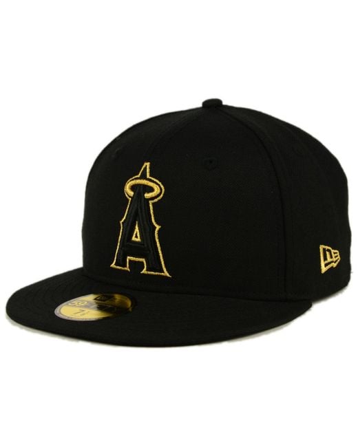 KTZ Los Angeles Angels Of Anaheim Black On Metallic Gold 59fifty Cap for men