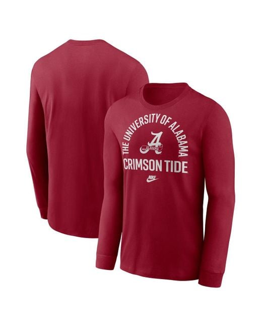 Nike Red Alabama Tide Legacy Arched Logo Long Sleeve T-shirt for men