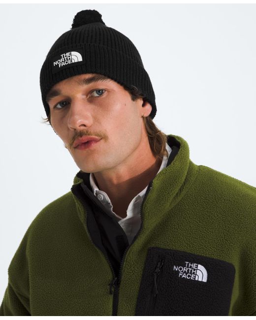 The North Face Green Logo Box Pom Beanie for men