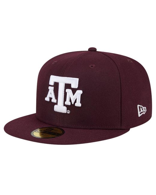 KTZ Red Texas A M aggies Throwback 59fifty Fitted Hat for men