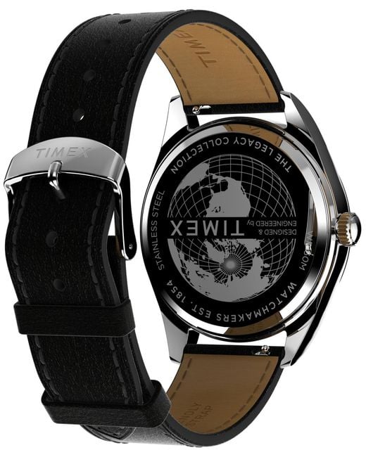 Timex Black Analog Leather Strap Watch for men