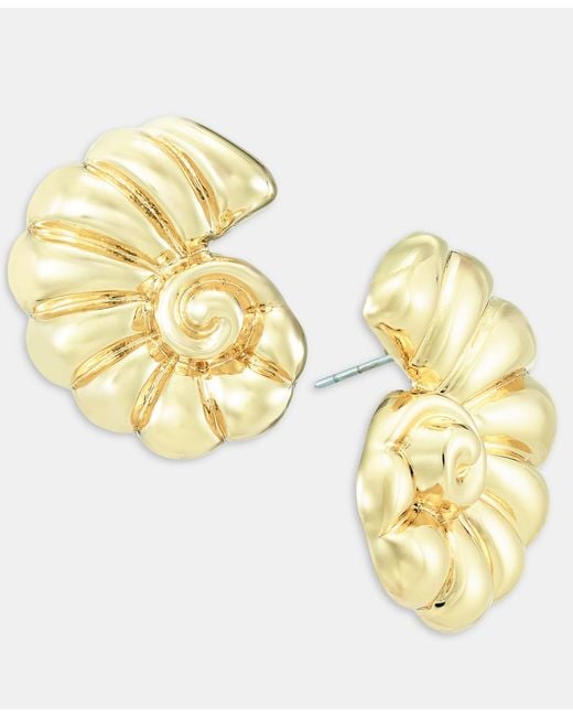 On 34th Metallic Shell Button Earrings