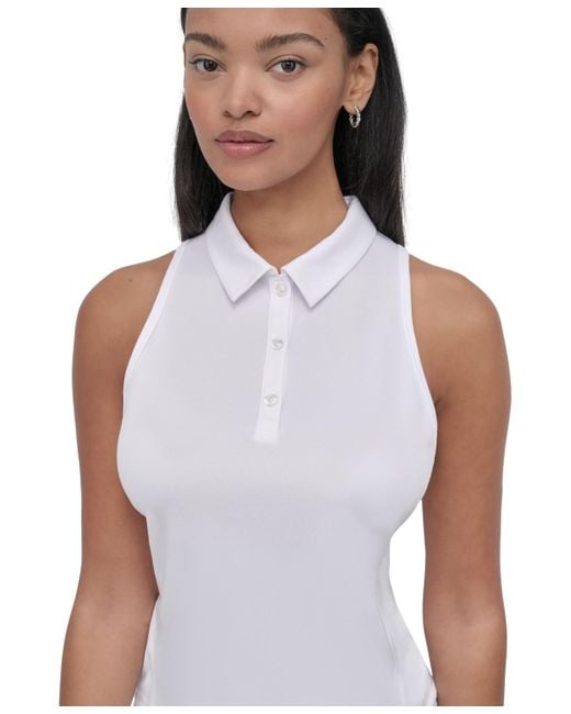 売れ筋商品|||ダナ キャラン ニューヨーク カットソー トップス レディース Sport Women's Court Piqu Knit Racerback Polo Tank Top Mineral DKNY Sport Court Pique Knit Racerback Polo Tank Top in White