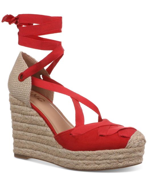 INC International Concepts Red Merryy Espadrille Wedge Sandals