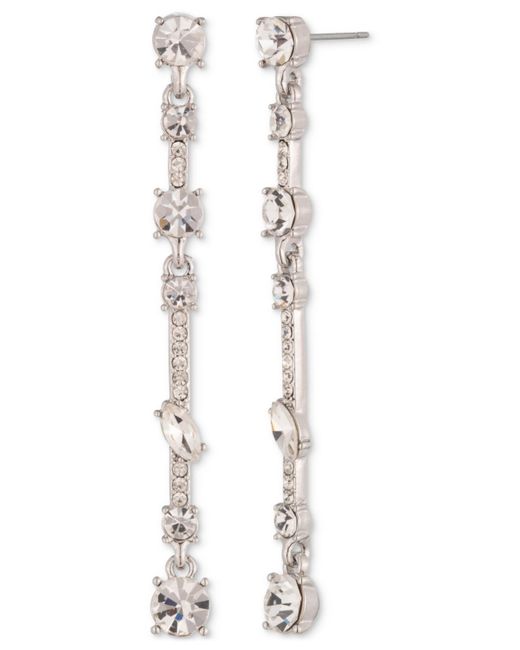 Givenchy White Mixed Cut Crystal Linear Drop Earrings