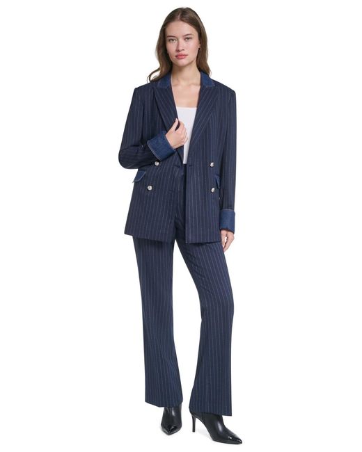 Karl Lagerfeld Blue Button-front Collared Jacket