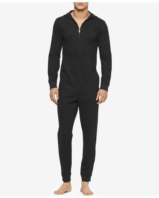 Calvin Klein Black Men's Ck Origins Hooded Jumpsuit for men