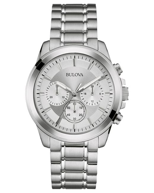 Bulova Metallic Men's Chronograph Stainless Steel Bracelet Watch 40mm 96a176 for men