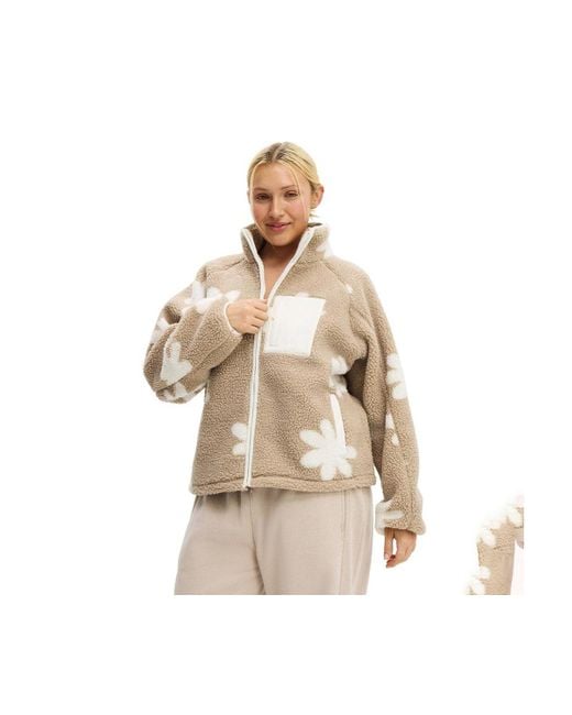 Cotton On Natural Active Trail Sherpa Zip Through