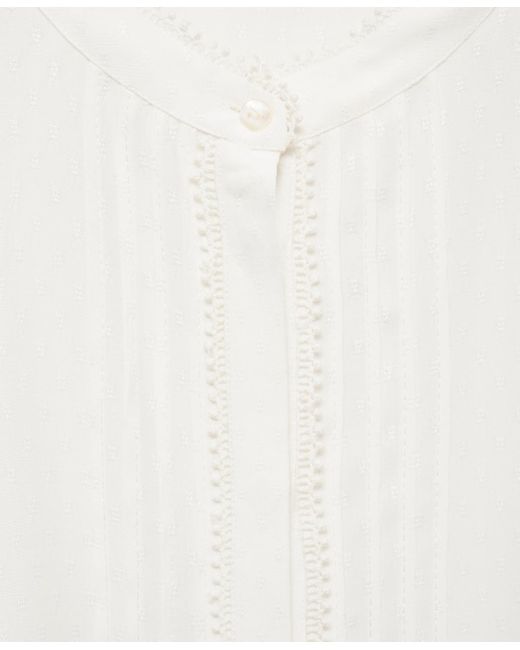Mango White Openwork Detail Blouse Top