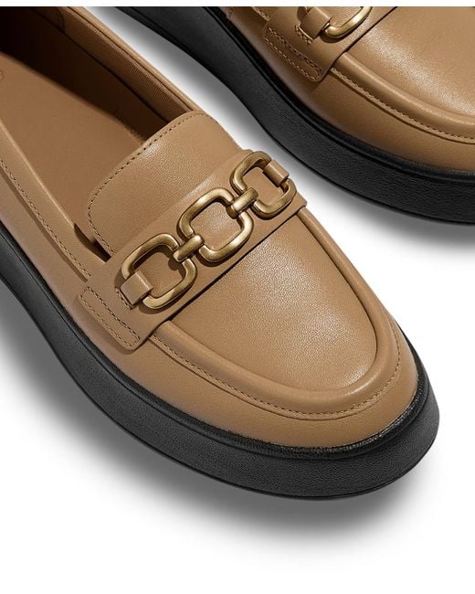 Fitflop Brown F-mode Square-chain Leather Loafers