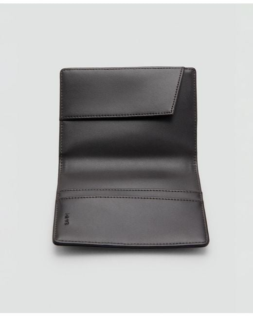 Mango Black Leather Wallet for men