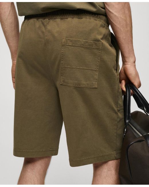 Mango Green 100% Cotton Drawstring Bermuda Shorts for men