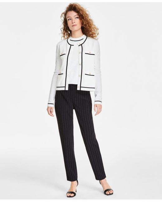 Karl Lagerfeld White Contrast-trim Sleeveless Sweater