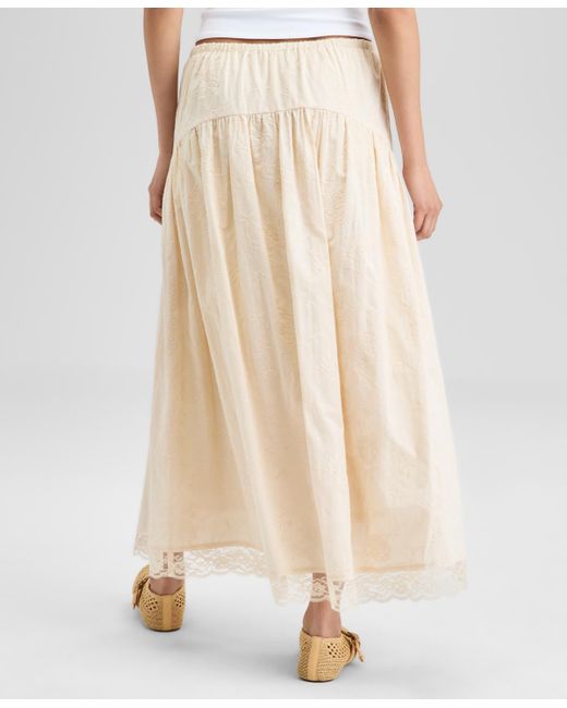 And Now This Natural Drop-yoke Embroidered Maxi Skirt