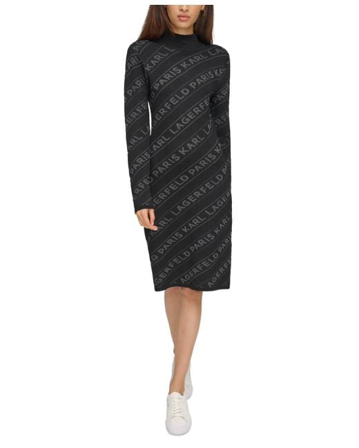 Karl Lagerfeld Black Logo-print Sweater Dress