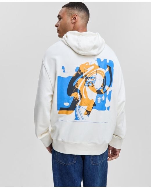 Mode Of One White Relaxed-fit Control Graphic-print Pullover Hoodie for men
