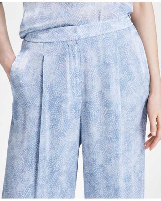 Michael Kors Blue Petal Front-pleat Wide-leg Pants