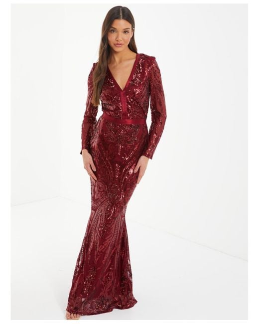 Quiz sequin hotsell lace gown