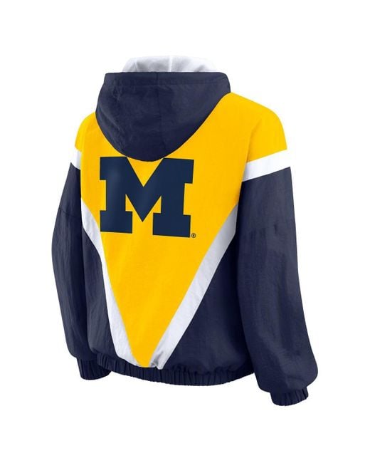 WEAR by Erin Andrews Blue Maize/navy Michigan Wolverines Color Block Full-zip Hoodie Windbreaker Jacket
