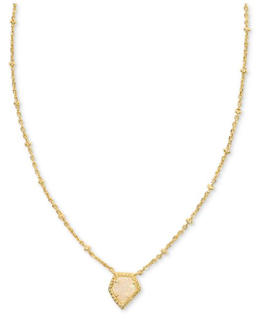 Kendra Scott Metallic 14k Gold-plated Framed Drusy Stone 19" Adjustable Pendant Necklace
