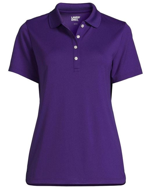 Lands' End Purple Short Sleeve Solid Active Polo