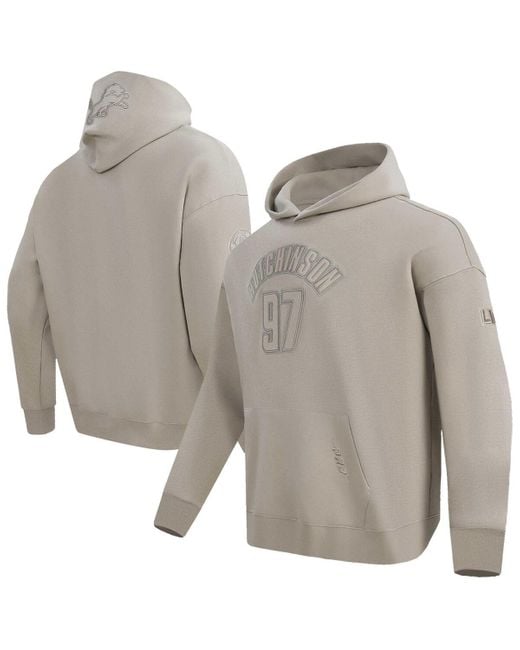 Pro Standard Men's Gray Pro Sdard Aidan Hutchinson Detroit Lions Player Name Number Pullover Hoodie
