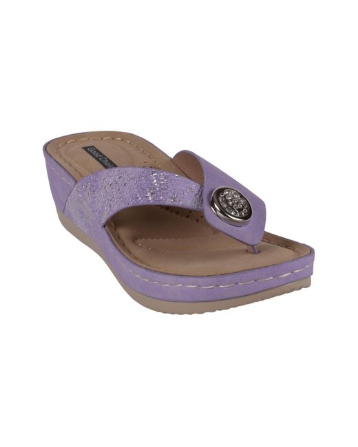 Gc Shoes Brown Dafni Thong Wedge Sandals