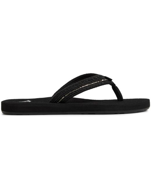 Roxy Black Porto Bling Round Toe Flat Sandals