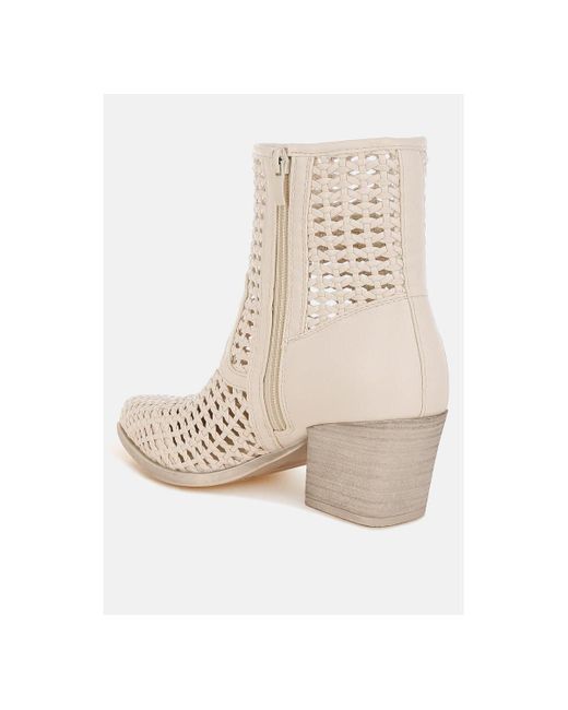 Rag & Co Natural Artisole Woven Pleather Block Heel Boots