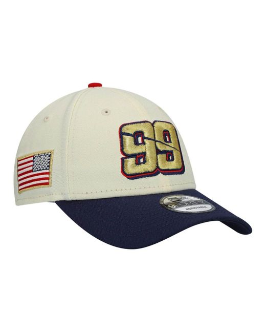 KTZ Synthetic Cream, Navy Trackhouse Racing Chrome 9forty Snapback Hat