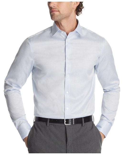 Calvin Klein Blue Regular-fit Stretch-cotton Dress Shirt for men