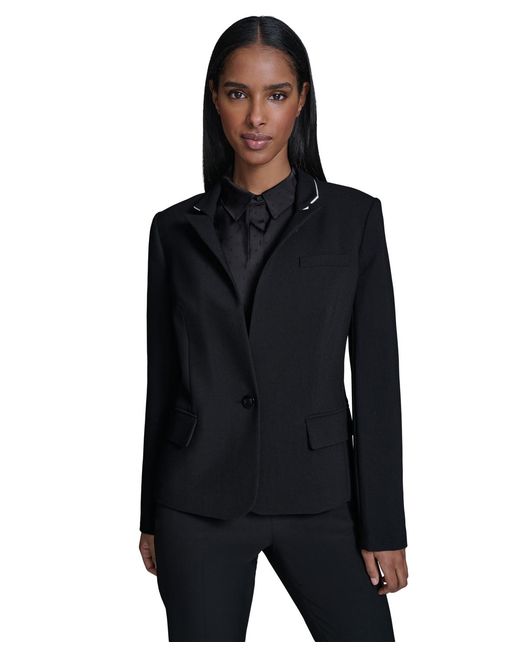 Karl Lagerfeld Black Karl Lagerfeld Reverse Lapel One Button Blazer