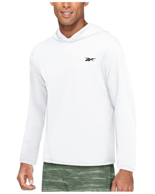 Reebok White Hooded Quick-dry Logo Swim Shirt for men