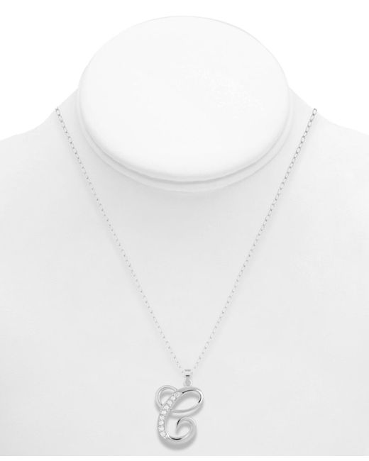 Macy's White Diamond C Initial 18" Pendant Necklace (1/10 Ct. T.w.